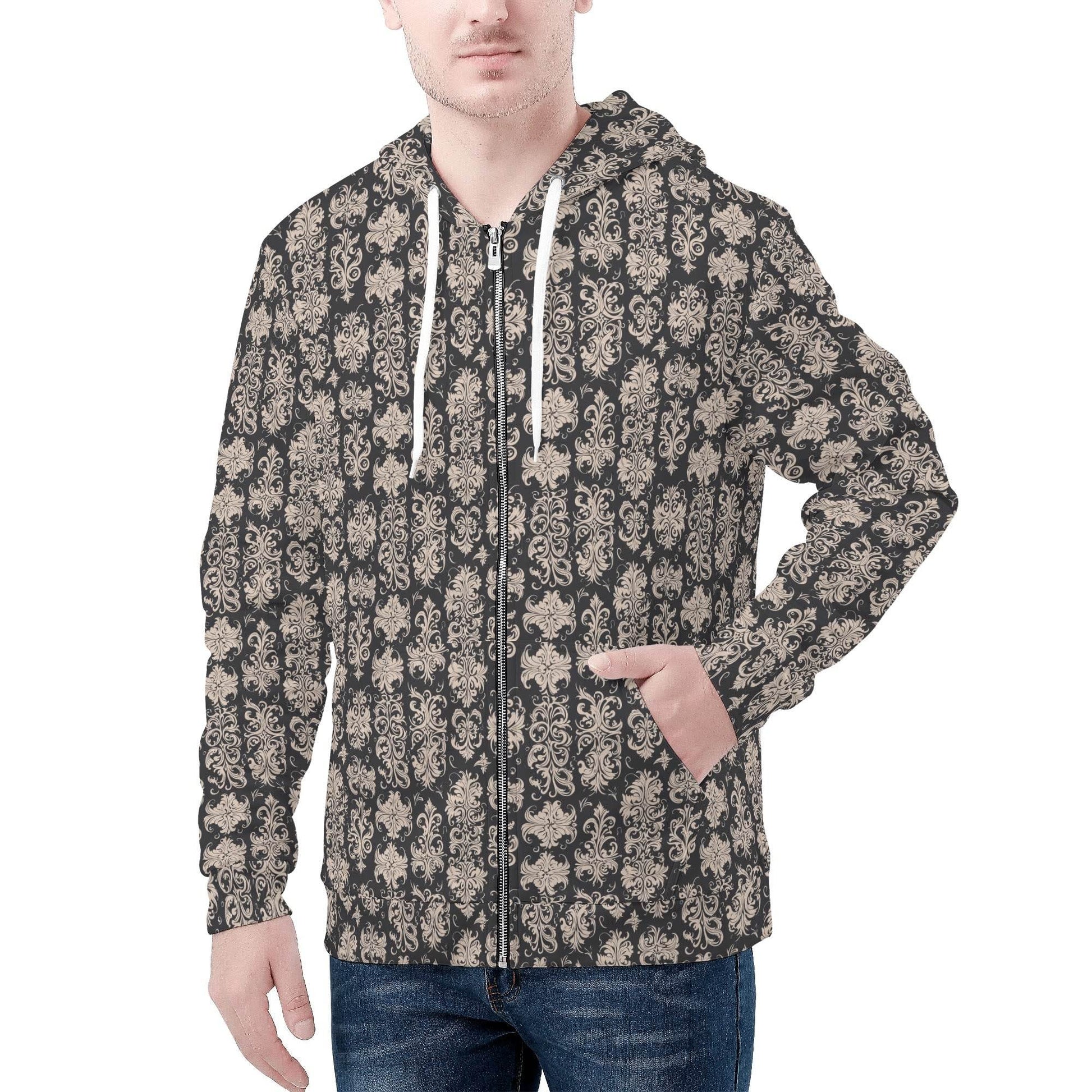 Men's Gothic Emblem Classic Zip Up Hoodie Warm Jacket - DeRose Seasonal