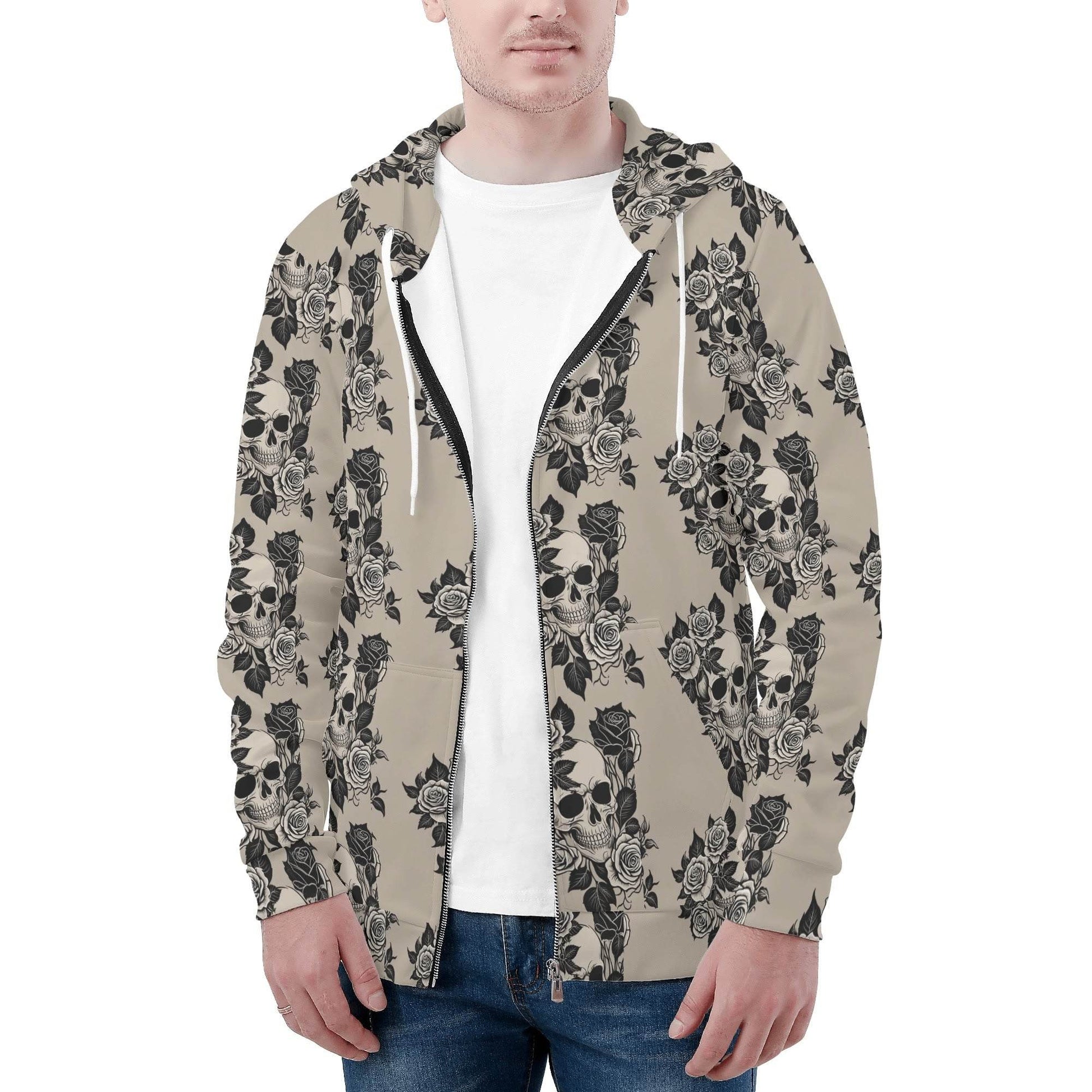 Men's Gothic Tan Classic Zip Up Hoodie Warm Jacket - DeRose Seasonal