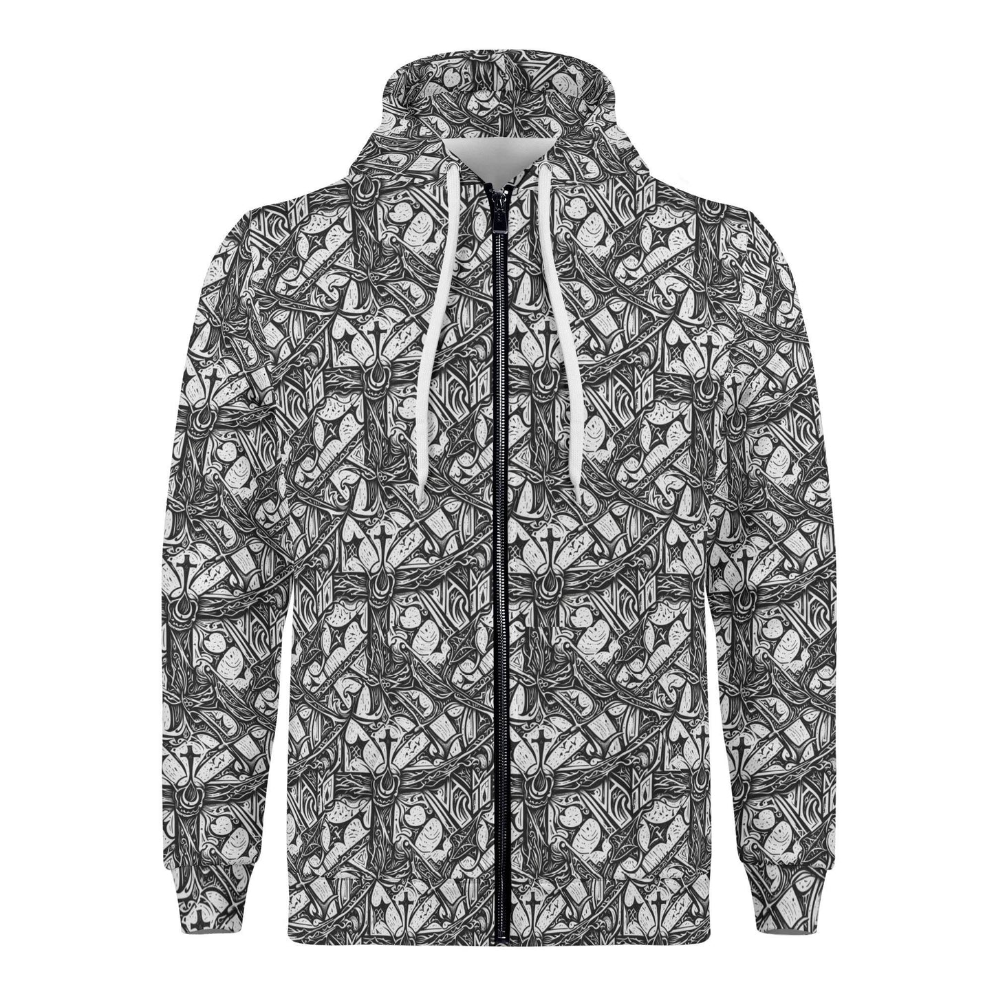 Men's Hidden Cross Classic Zip Up Hoodie Warm Jacket - DeRose Seasonal