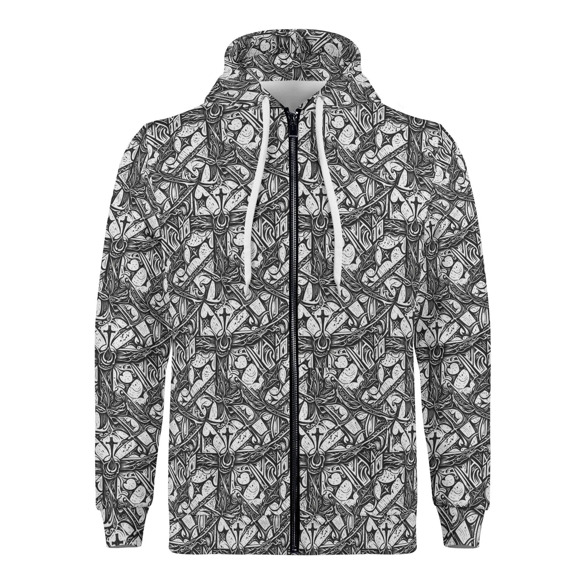Men's Hidden Cross Classic Zip Up Hoodie Warm Jacket - DeRose Seasonal