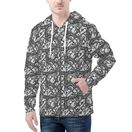 Men's Hidden Cross Classic Zip Up Hoodie Warm Jacket - DeRose Seasonal