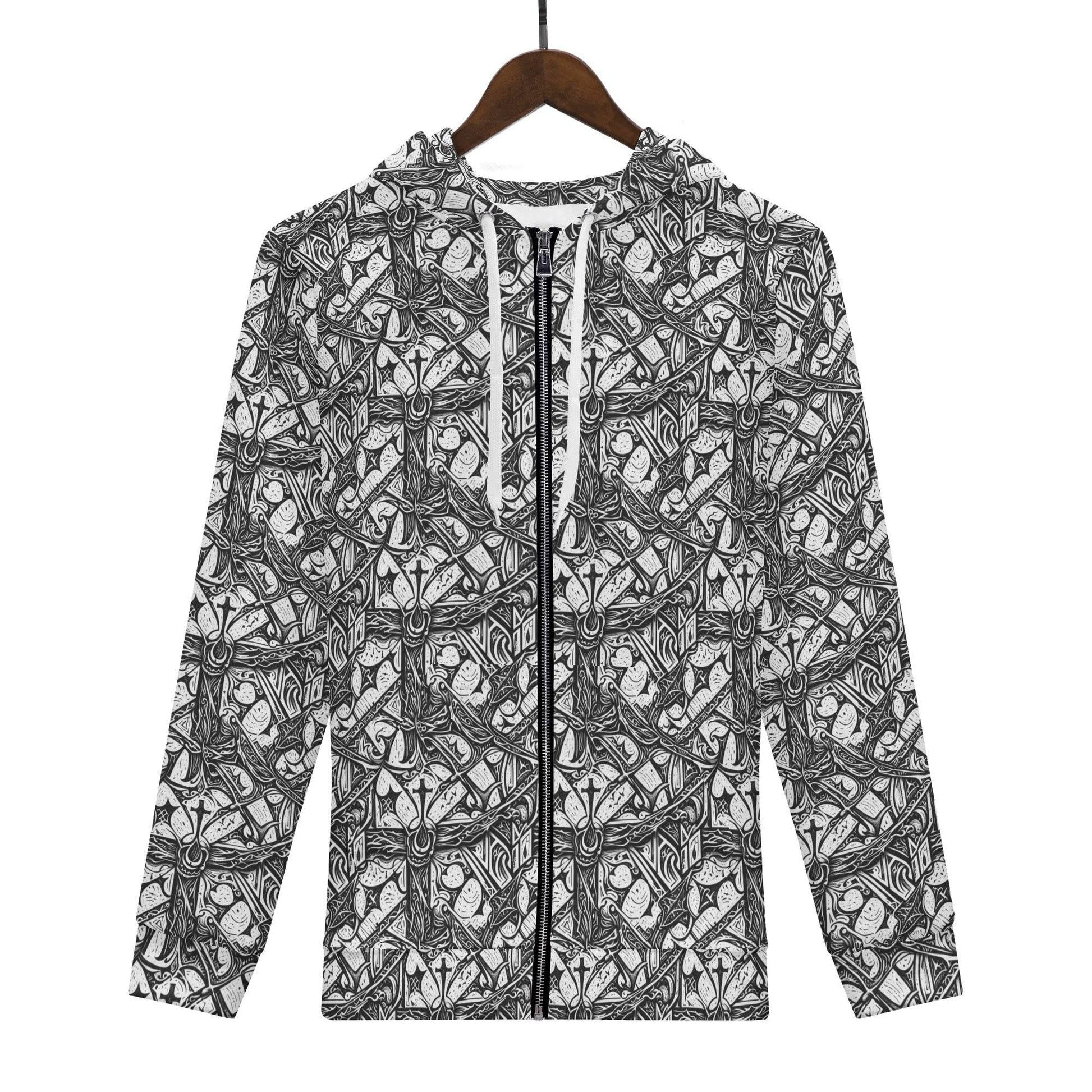 Men's Hidden Cross Classic Zip Up Hoodie Warm Jacket - DeRose Seasonal