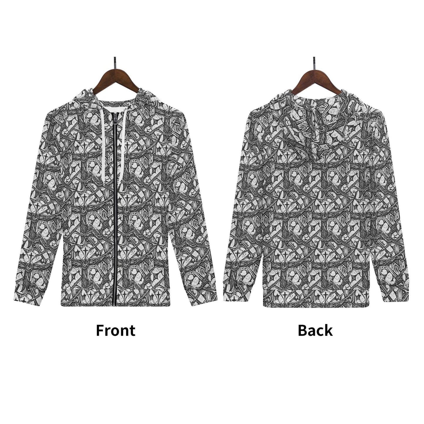 Men's Hidden Cross Classic Zip Up Hoodie Warm Jacket - DeRose Seasonal