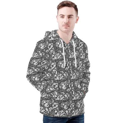 Men's Hidden Cross Classic Zip Up Hoodie Warm Jacket - DeRose Seasonal