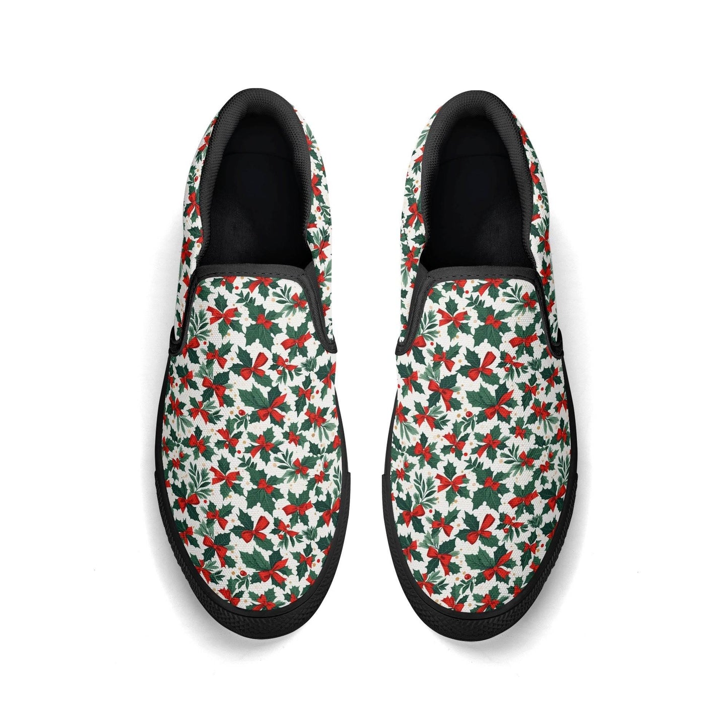 Men's Holly Bow Rubber Slip On Shoes - DeRose Seasonal