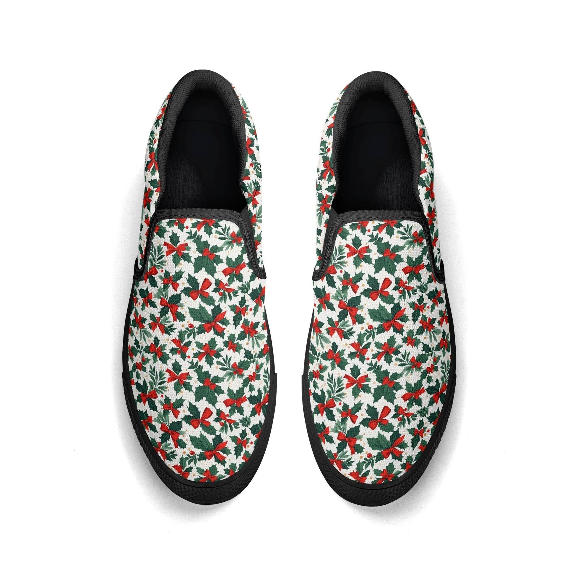 Men's Holly Bow Rubber Slip On Shoes - DeRose Seasonal