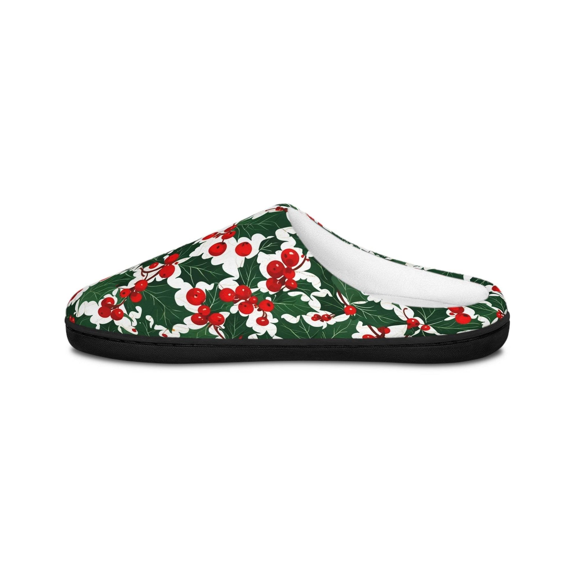 Men's Indoor Christmas Holly Slippers - DeRose Seasonal