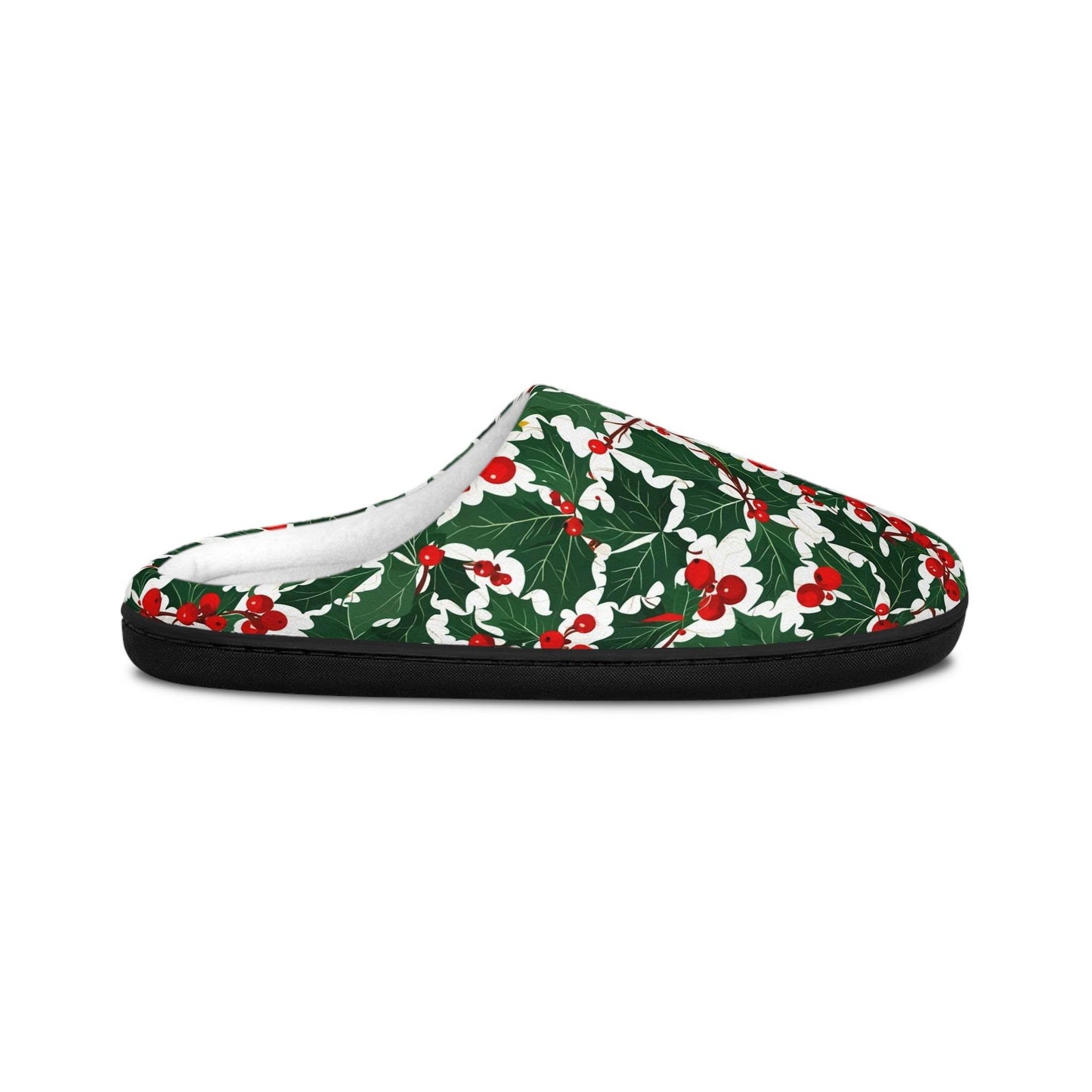 Men's Indoor Christmas Holly Slippers - DeRose Seasonal