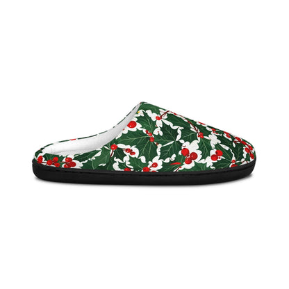 Men's Indoor Christmas Holly Slippers - DeRose Seasonal