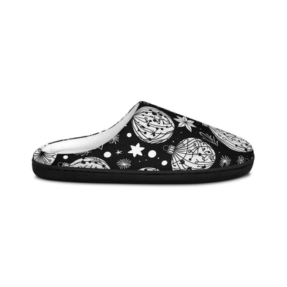 Men's Indoor Black and White Ornament Christmas Slippers - DeRose Seasonal