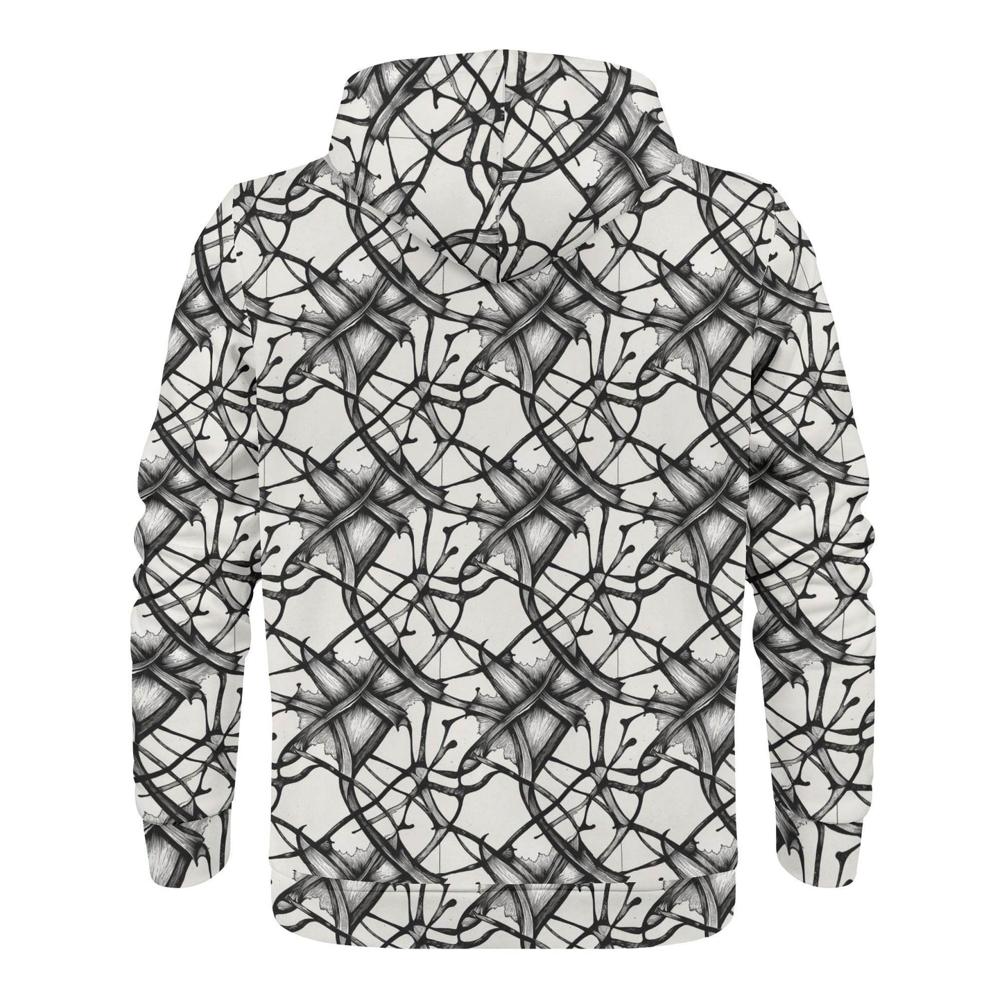 Men's Ink Floral Classic Zip Up Hoodie Warm Jacket - DeRose Seasonal