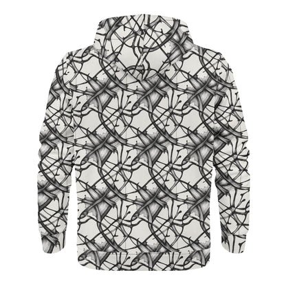 Men's Ink Floral Classic Zip Up Hoodie Warm Jacket - DeRose Seasonal