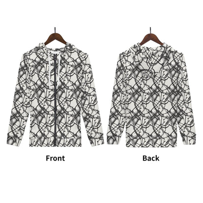 Men's Ink Floral Classic Zip Up Hoodie Warm Jacket - DeRose Seasonal