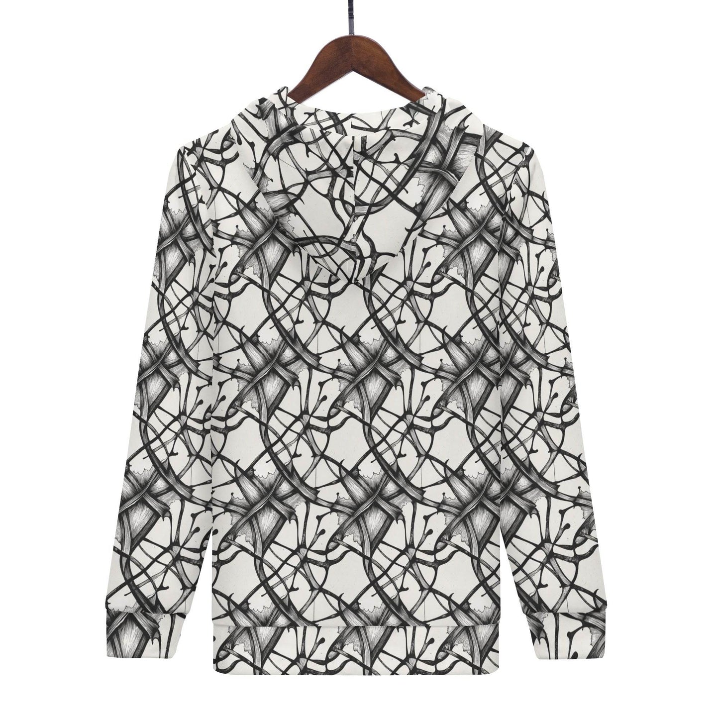 Men's Ink Floral Classic Zip Up Hoodie Warm Jacket - DeRose Seasonal