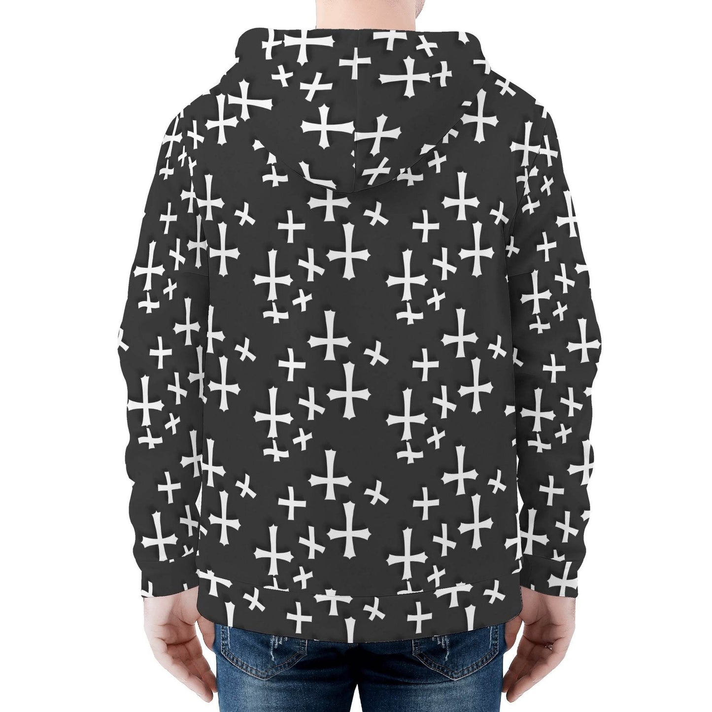 Men's Little Crosses Classic Zip Up Hoodie Warm Jacket - DeRose Seasonal