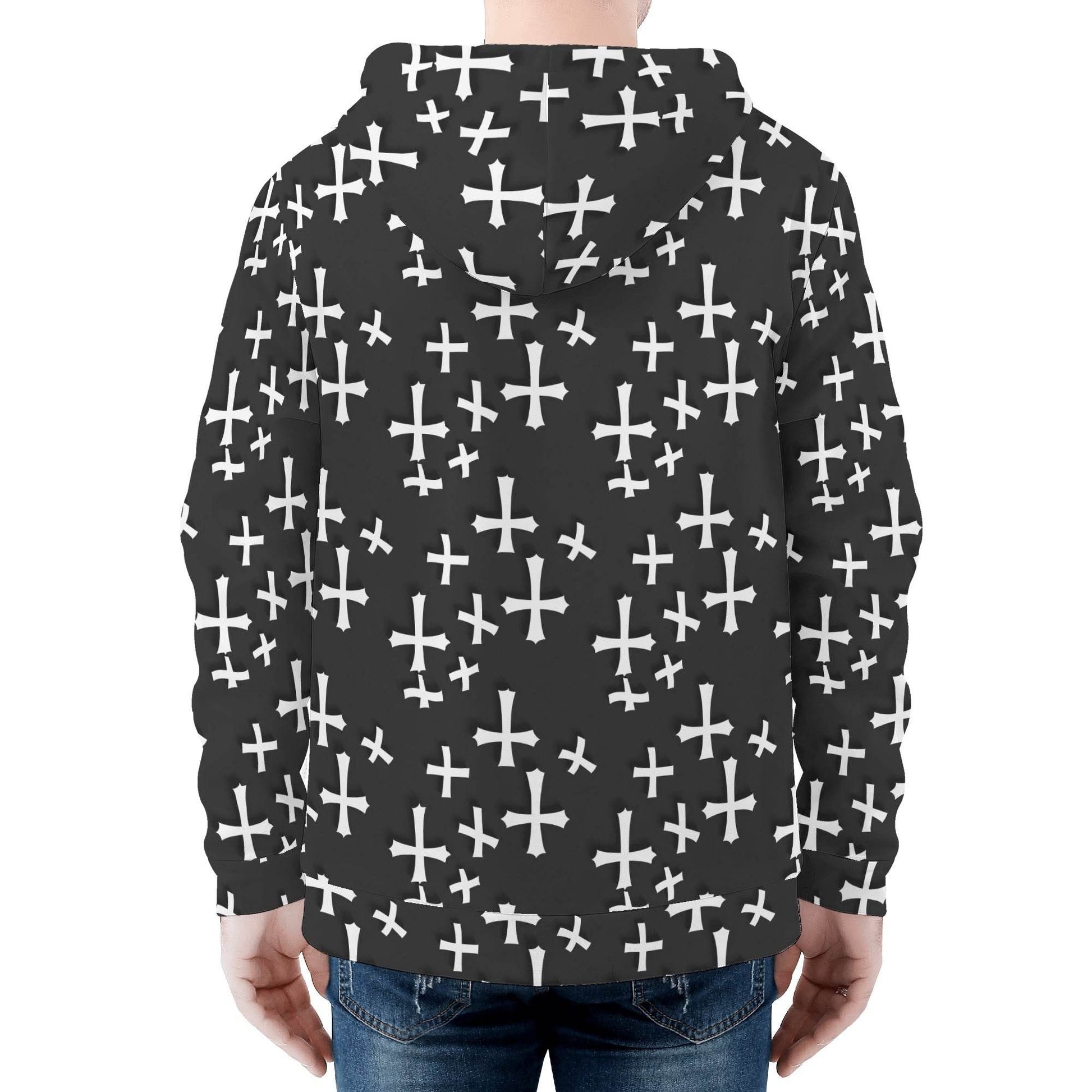 Men's Little Crosses Classic Zip Up Hoodie Warm Jacket - DeRose Seasonal