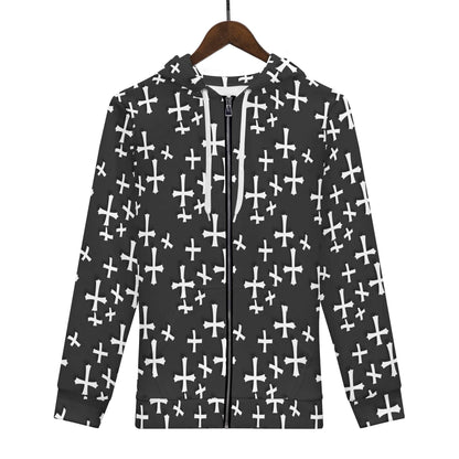 Men's Little Crosses Classic Zip Up Hoodie Warm Jacket - DeRose Seasonal