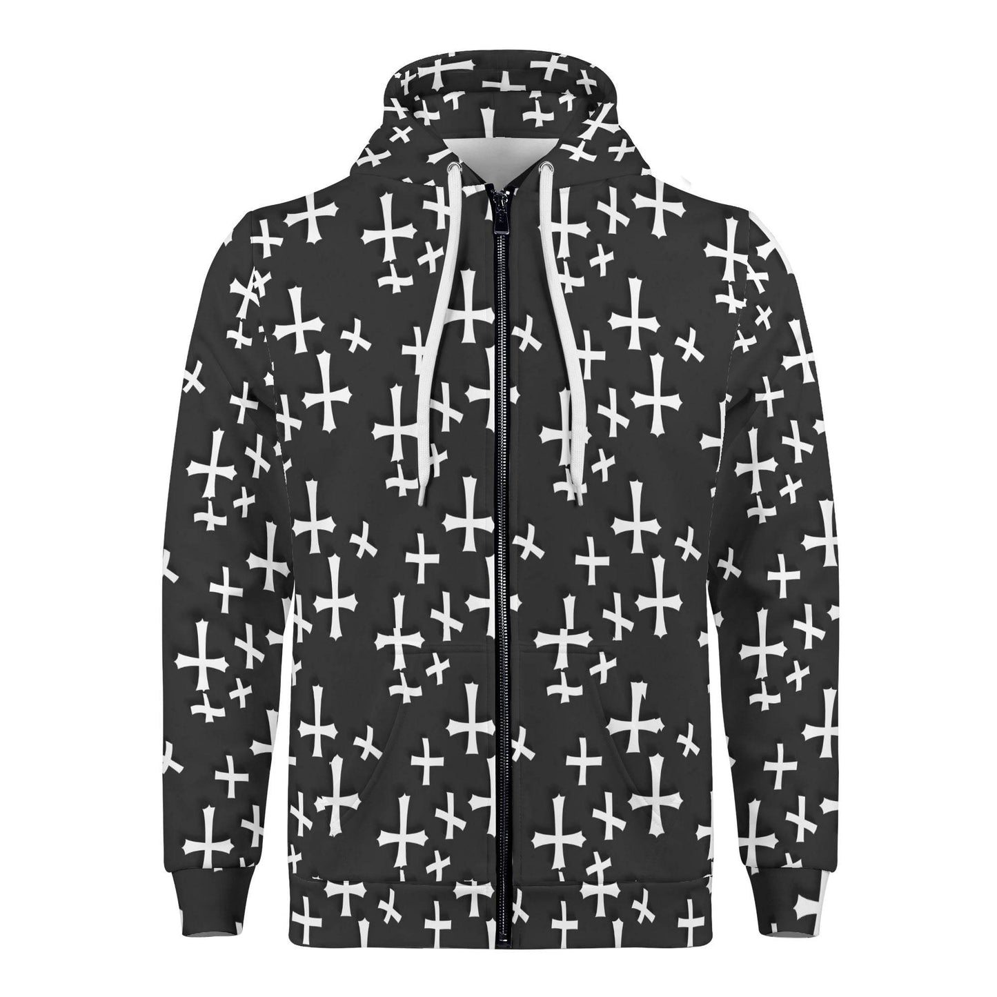 Men's Little Crosses Classic Zip Up Hoodie Warm Jacket - DeRose Seasonal