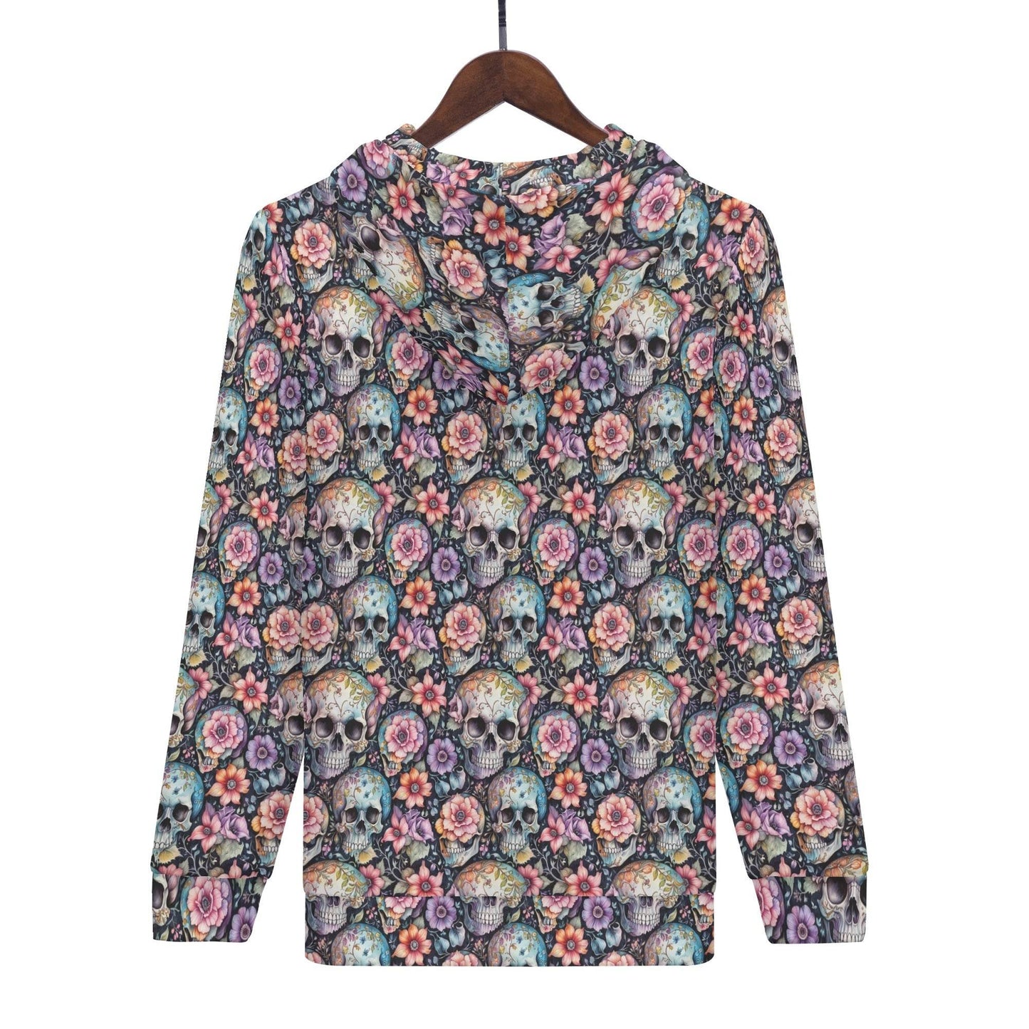 Men's Pastel Floral and Skulls Classic Zip Up Hoodie Warm Jacket - DeRose Seasonal