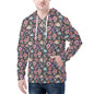 Men's Pastel Floral and Skulls Classic Zip Up Hoodie Warm Jacket - DeRose Seasonal