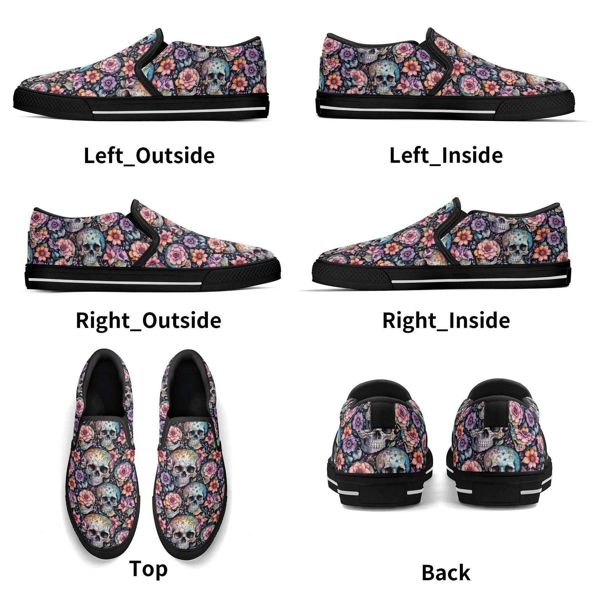 Men's Pastel Floral and Skulls Rubber Slip On Shoes - DeRose Seasonal