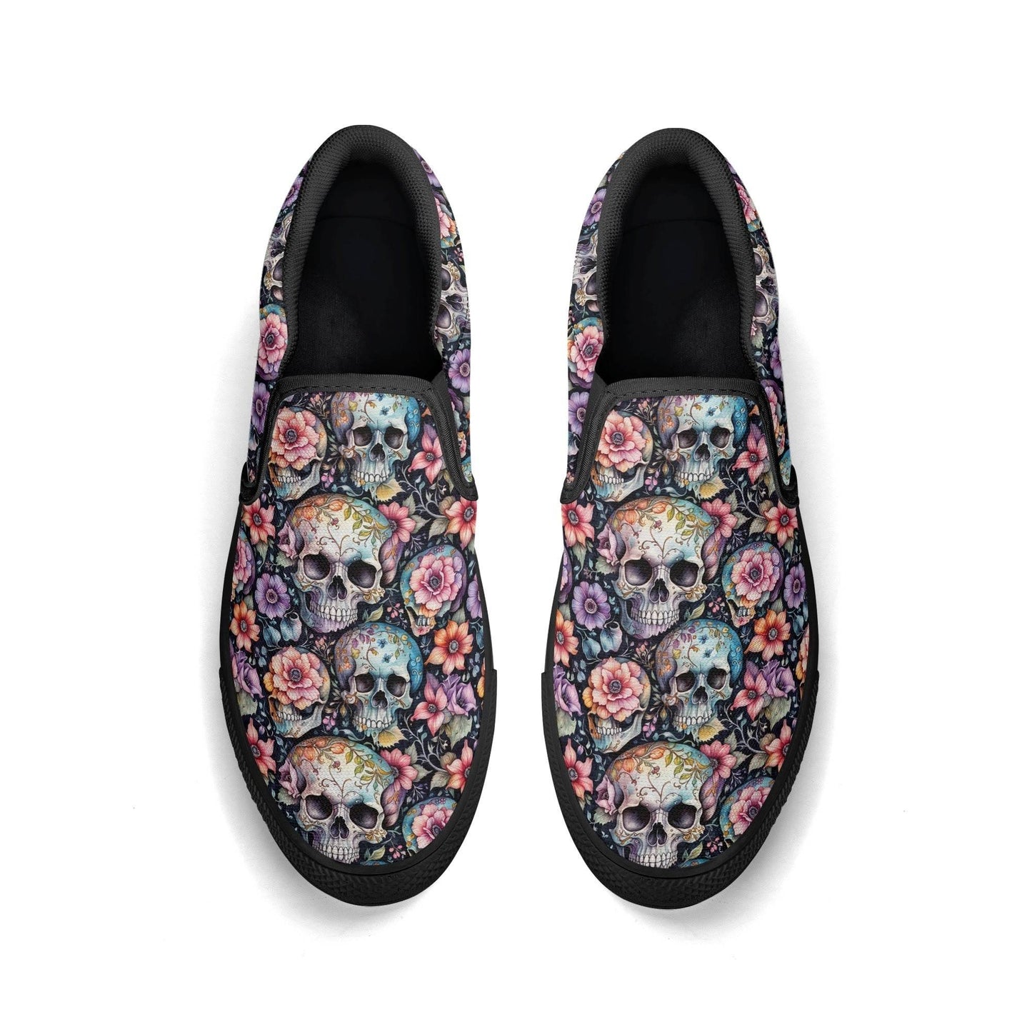 Men's Pastel Floral and Skulls Rubber Slip On Shoes - DeRose Seasonal
