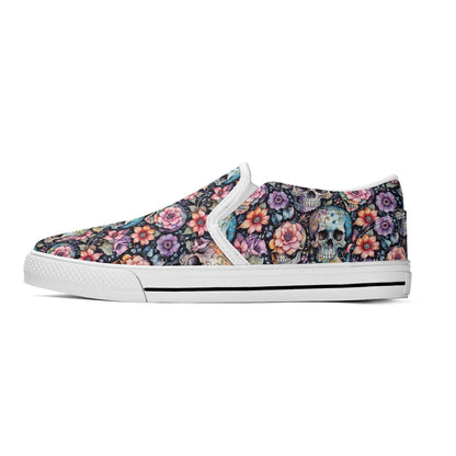 Men's Pastel Floral and Skulls Rubber Slip On Shoes - DeRose Seasonal