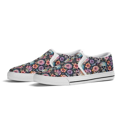 Men's Pastel Floral and Skulls Rubber Slip On Shoes - DeRose Seasonal