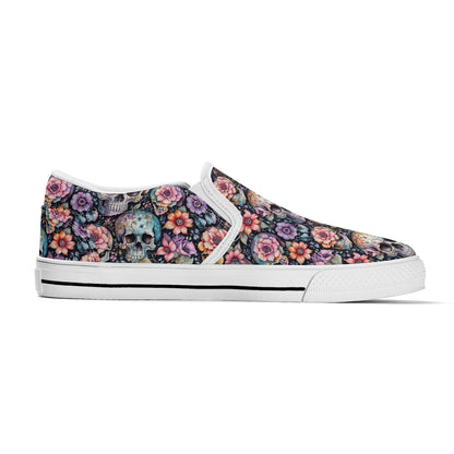 Men's Pastel Floral and Skulls Rubber Slip On Shoes - DeRose Seasonal