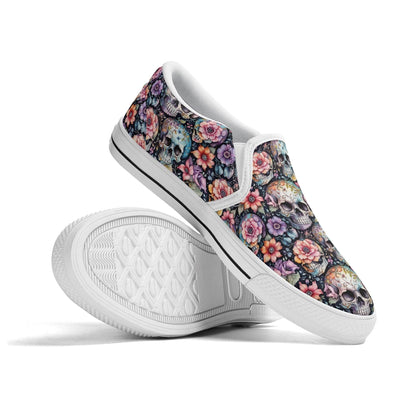 Men's Pastel Floral and Skulls Rubber Slip On Shoes - DeRose Seasonal