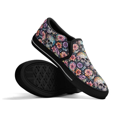 Men's Pastel Floral and Skulls Rubber Slip On Shoes - DeRose Seasonal