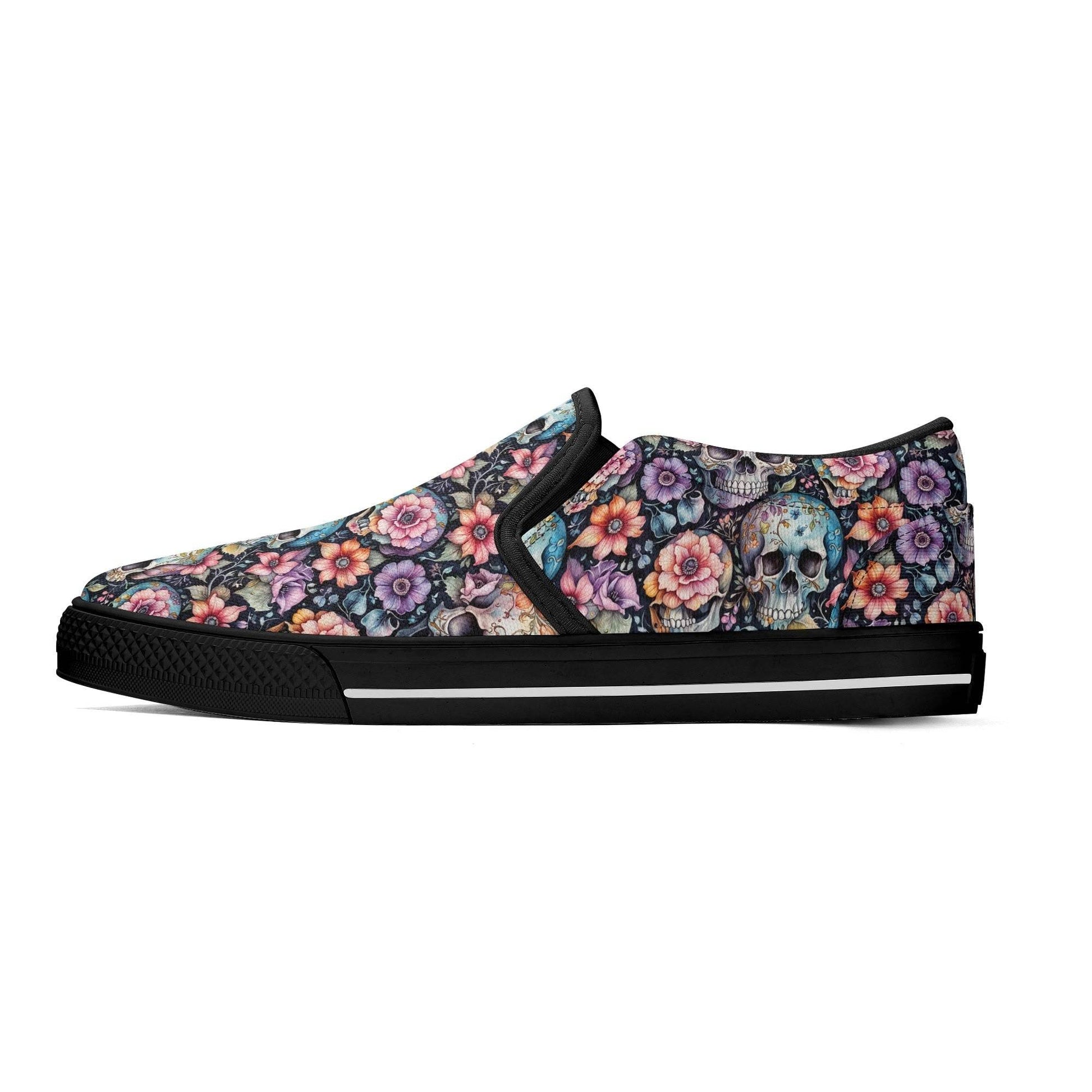 Men's Pastel Floral and Skulls Rubber Slip On Shoes - DeRose Seasonal
