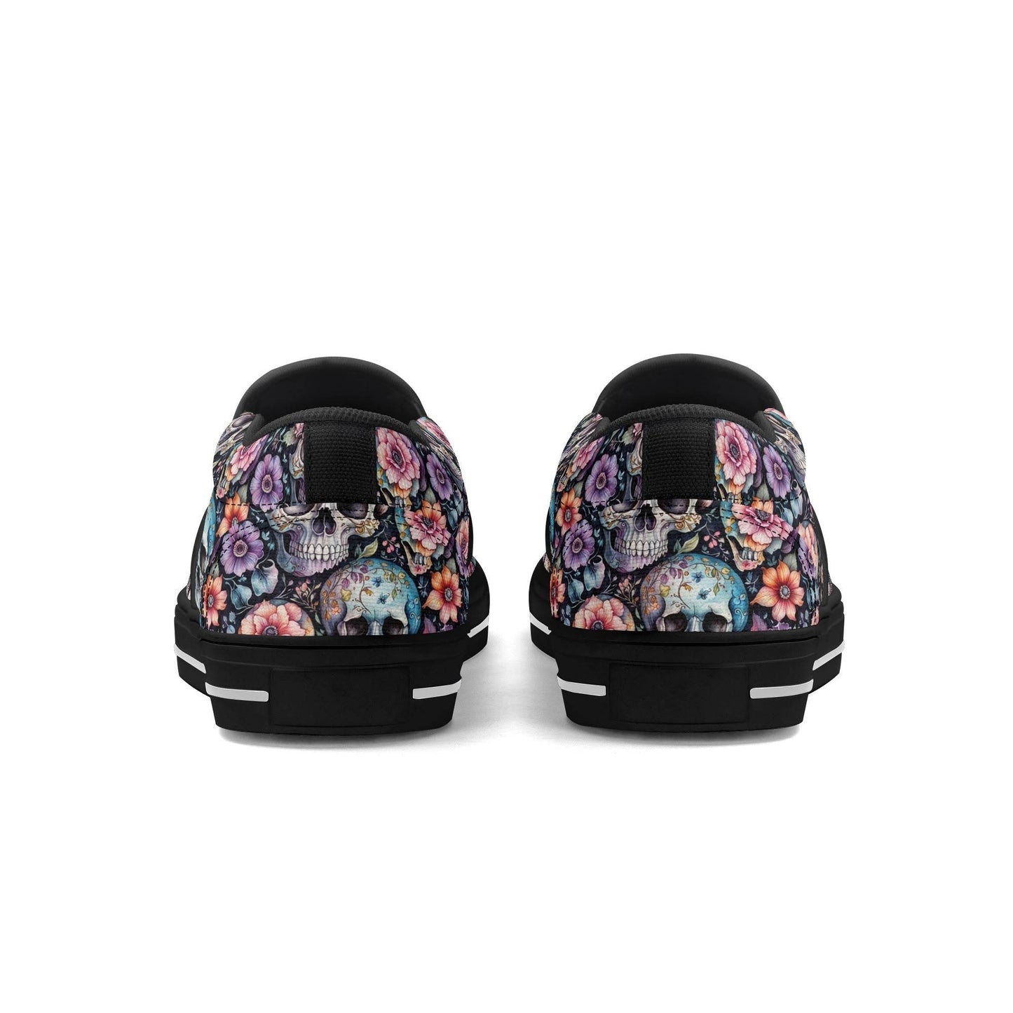 Men's Pastel Floral and Skulls Rubber Slip On Shoes - DeRose Seasonal