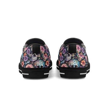 Men's Pastel Floral and Skulls Rubber Slip On Shoes - DeRose Seasonal