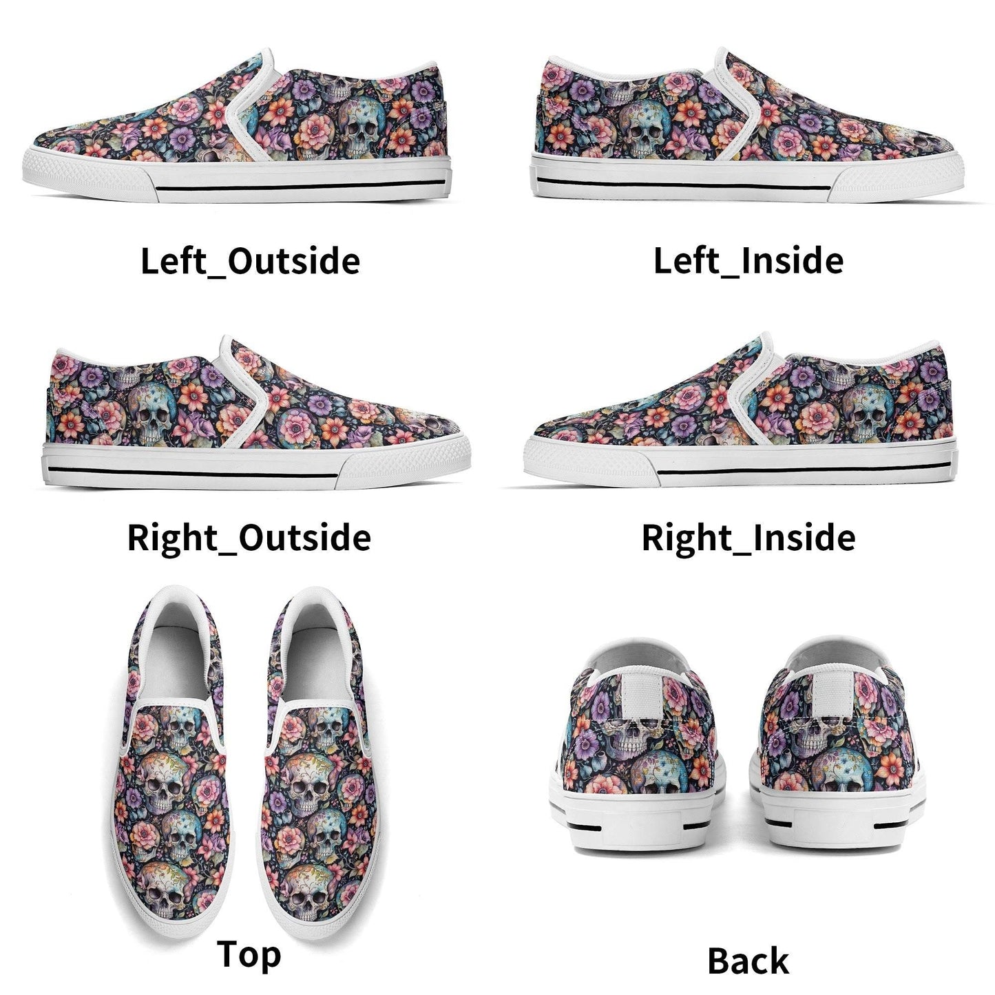 Men's Pastel Floral and Skulls Rubber Slip On Shoes - DeRose Seasonal