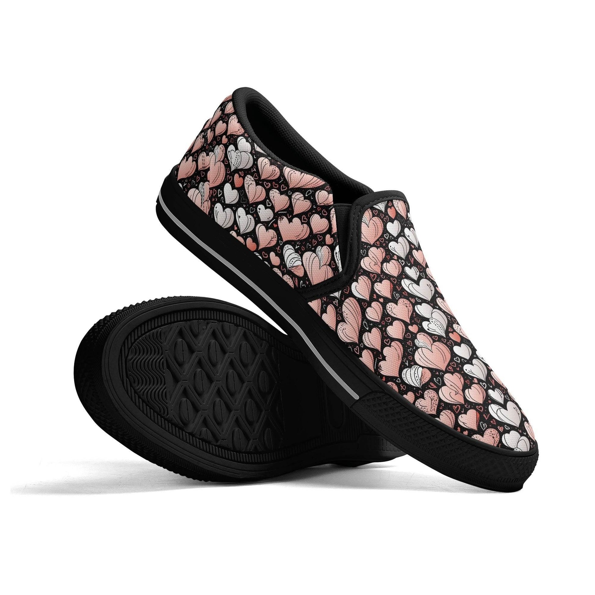 Men's Pink Hearts Rubber Slip On Shoes - DeRose Seasonal