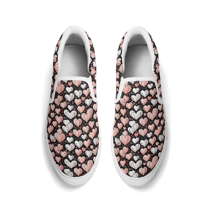 Men's Pink Hearts Rubber Slip On Shoes - DeRose Seasonal