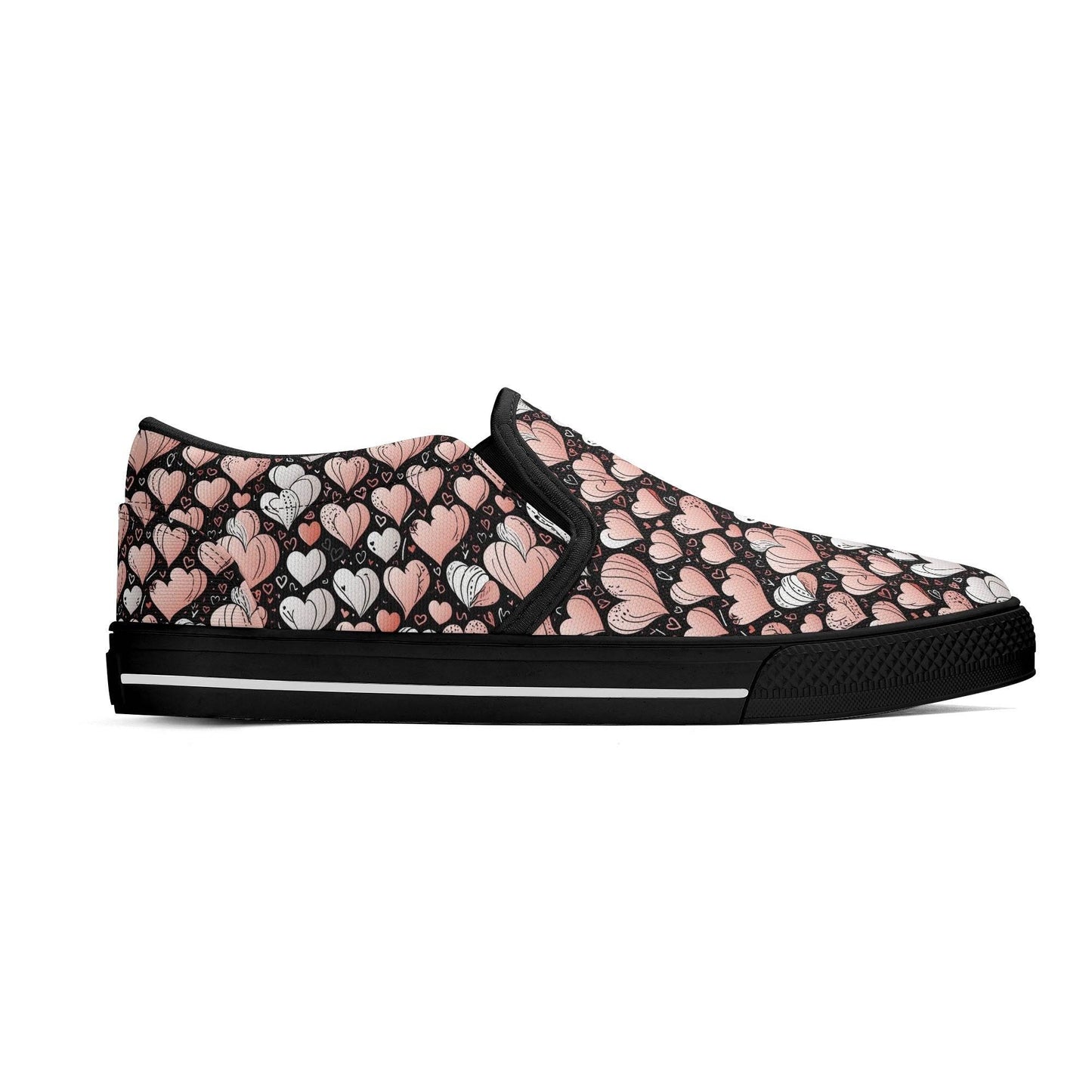 Men's Pink Hearts Rubber Slip On Shoes - DeRose Seasonal