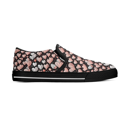 Men's Pink Hearts Rubber Slip On Shoes - DeRose Seasonal