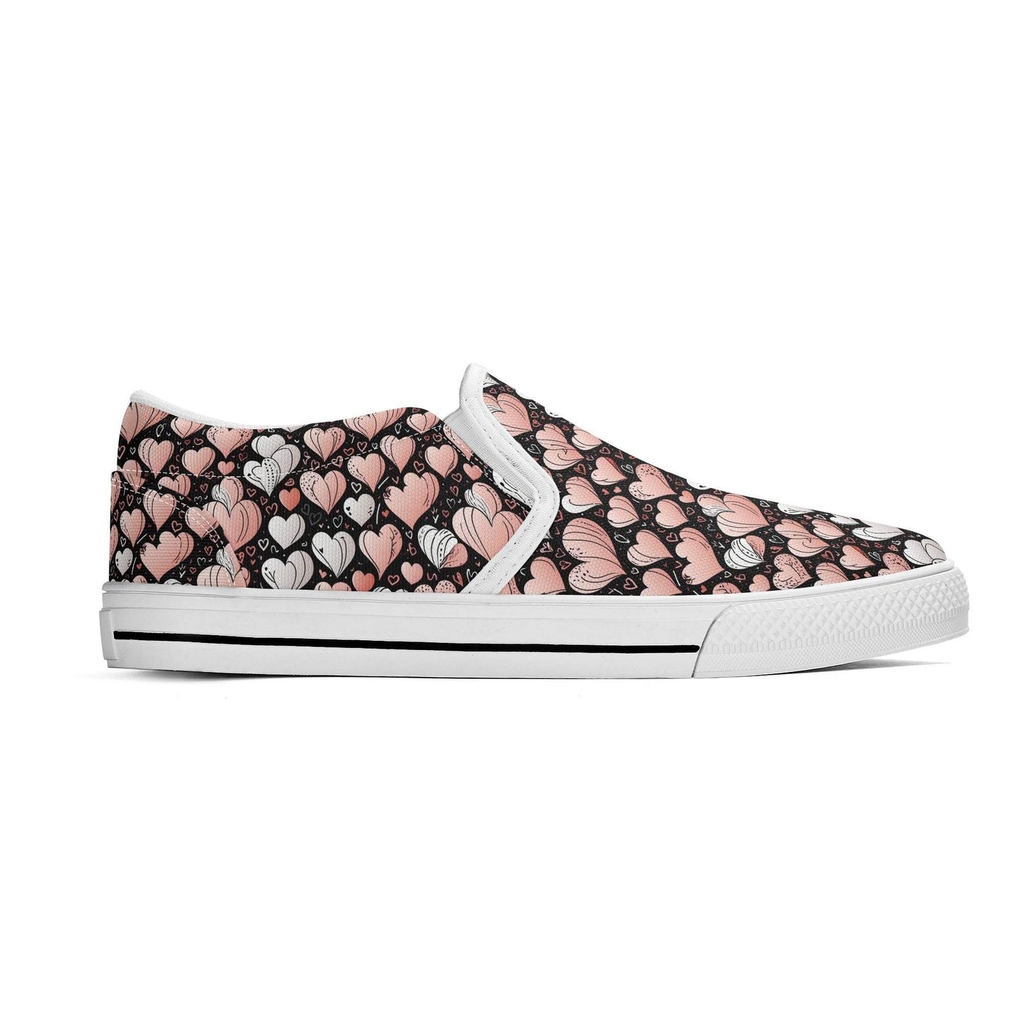 Men's Pink Hearts Rubber Slip On Shoes - DeRose Seasonal