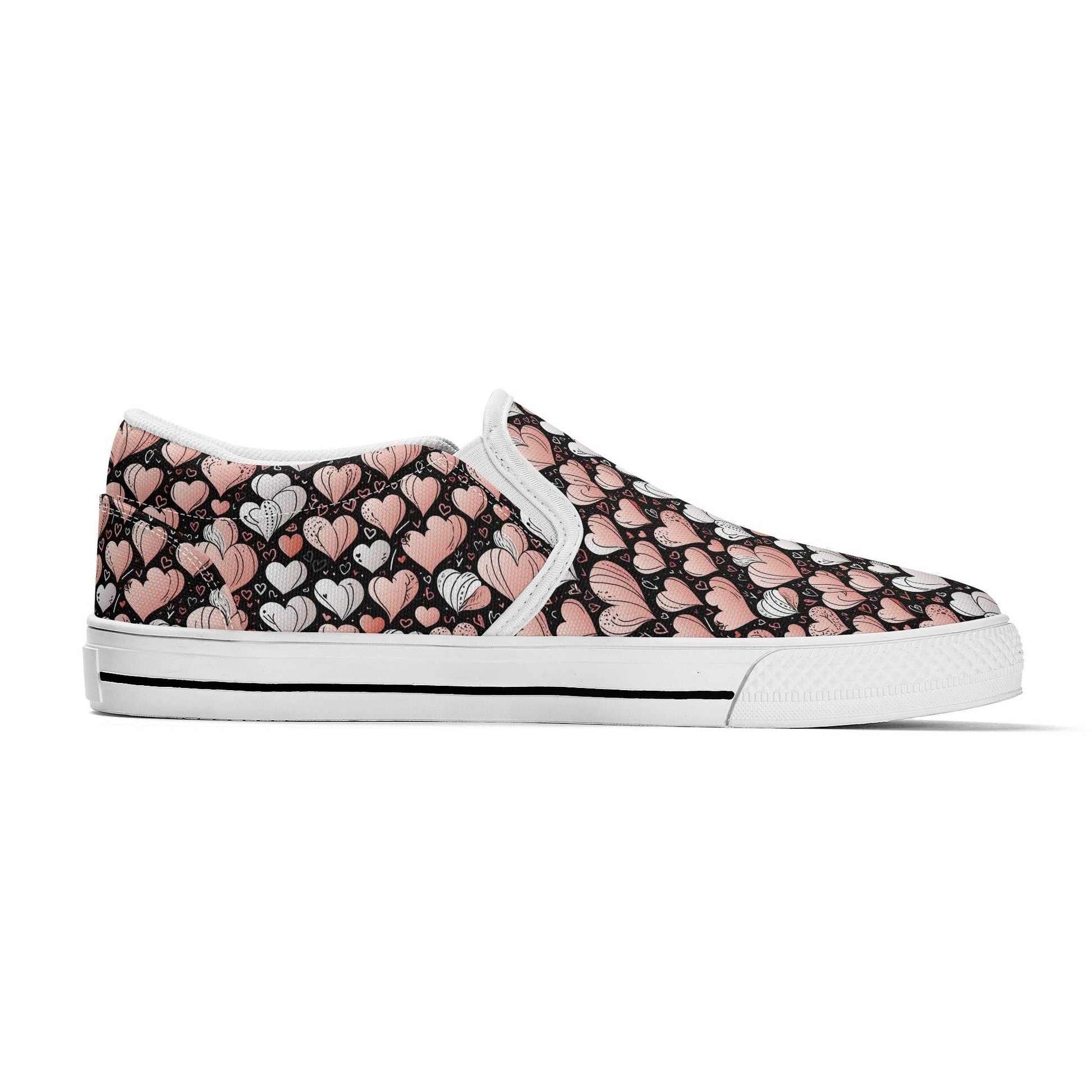 Men's Pink Hearts Rubber Slip On Shoes - DeRose Seasonal