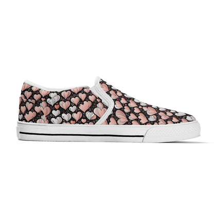 Men's Pink Hearts Rubber Slip On Shoes - DeRose Seasonal