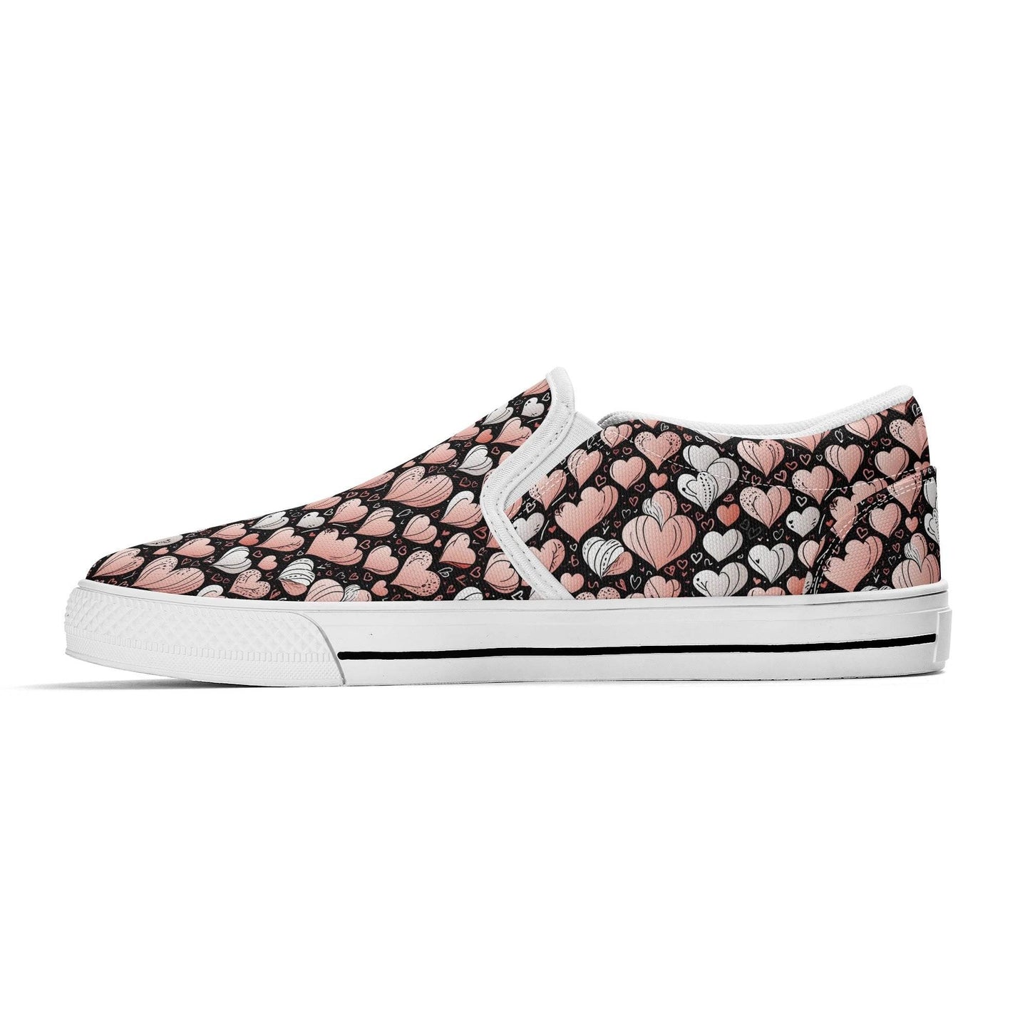Men's Pink Hearts Rubber Slip On Shoes - DeRose Seasonal