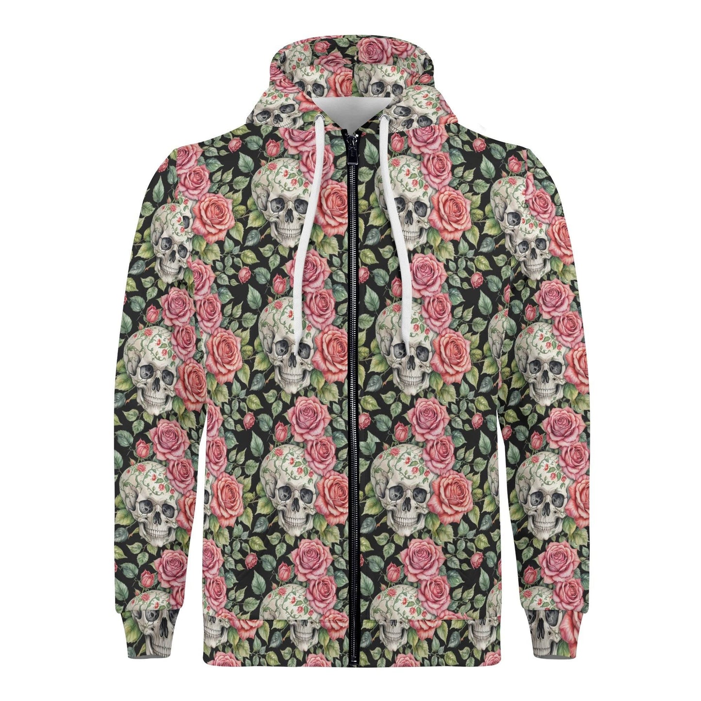 Men's Pink Skulls Classic Zip Up Hoodie Warm Jacket - DeRose Seasonal