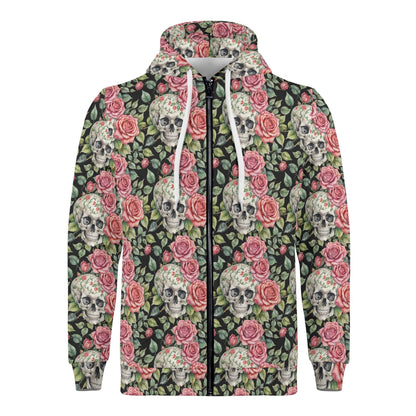 Men's Pink Skulls Classic Zip Up Hoodie Warm Jacket - DeRose Seasonal