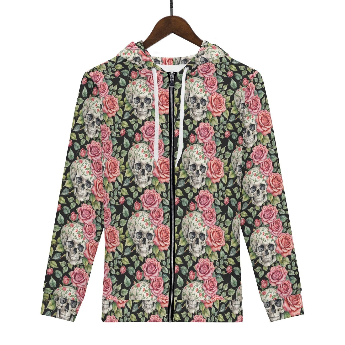 Men's Pink Skulls Classic Zip Up Hoodie Warm Jacket - DeRose Seasonal