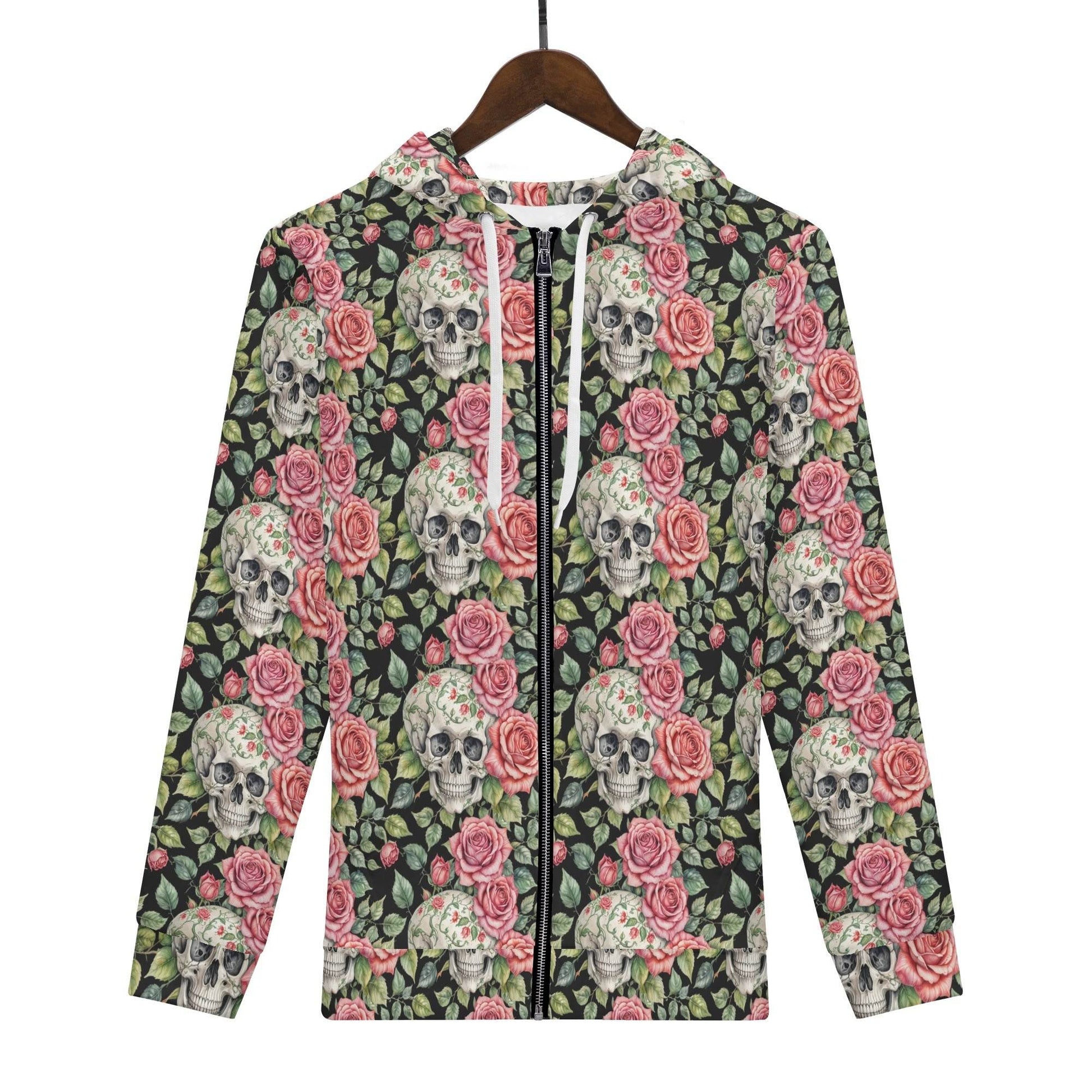 Men's Pink Skulls Classic Zip Up Hoodie Warm Jacket - DeRose Seasonal