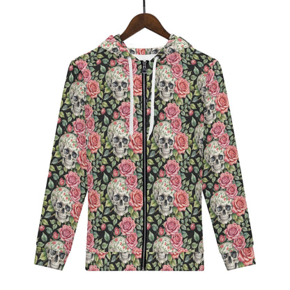 Men's Pink Skulls Classic Zip Up Hoodie Warm Jacket - DeRose Seasonal