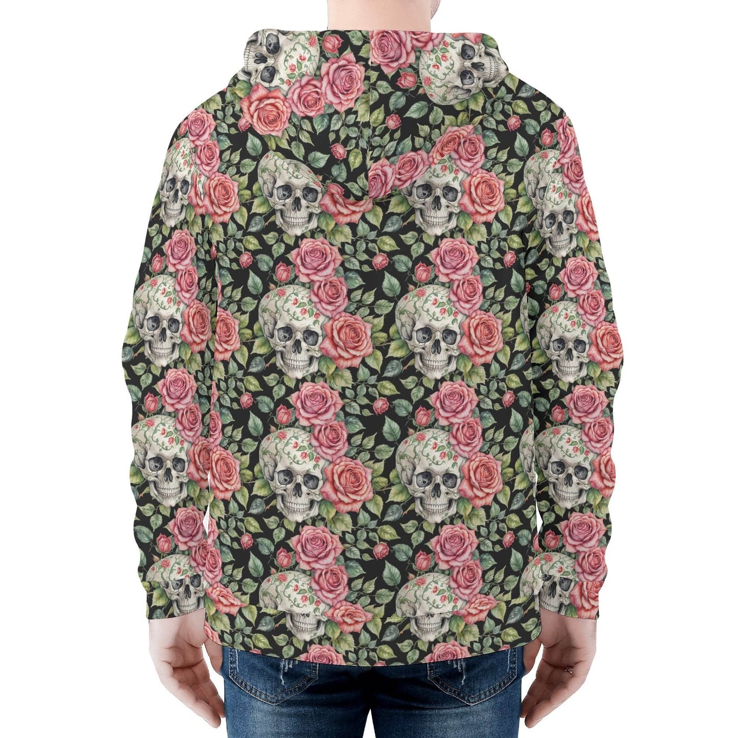 Men's Pink Skulls Classic Zip Up Hoodie Warm Jacket - DeRose Seasonal