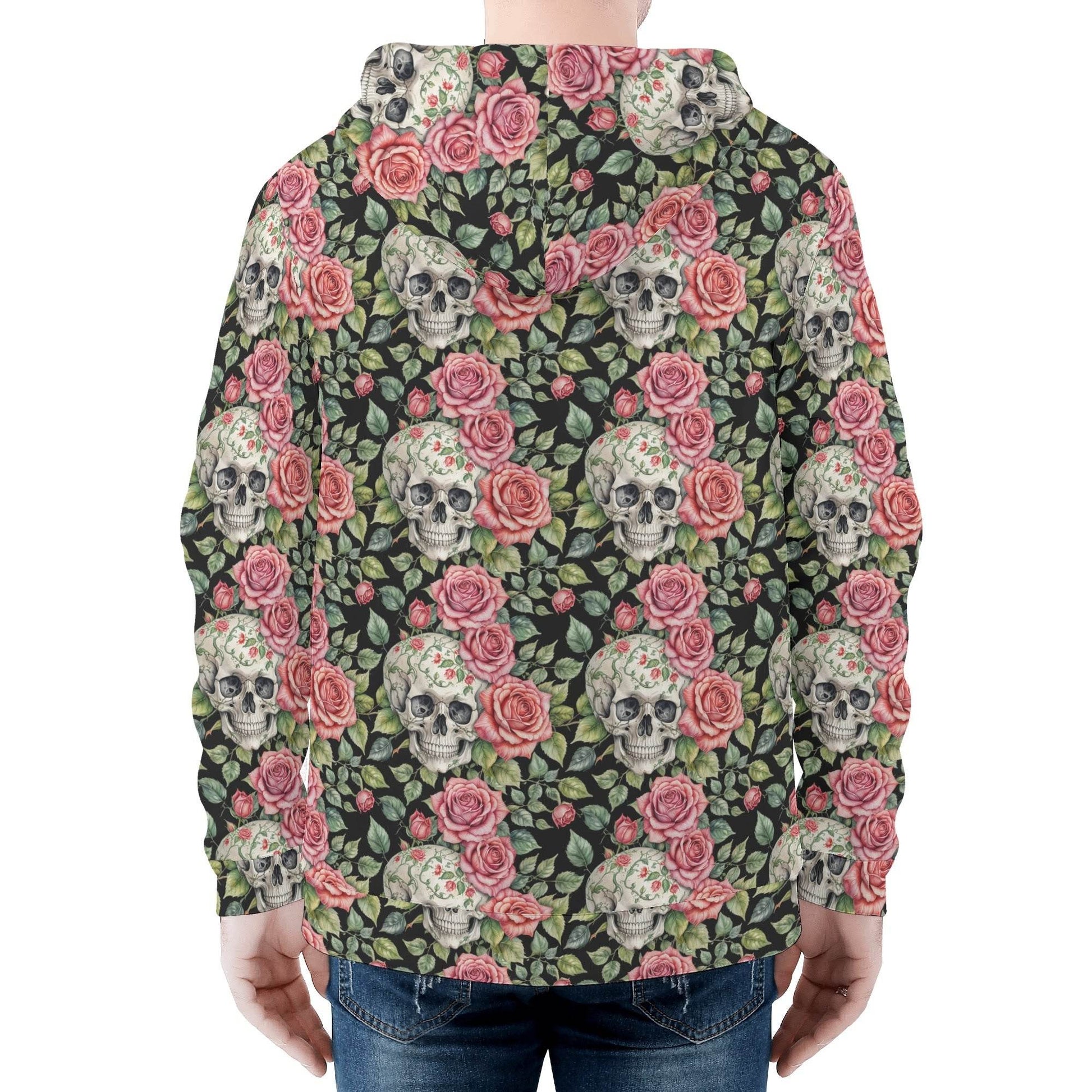 Men's Pink Skulls Classic Zip Up Hoodie Warm Jacket - DeRose Seasonal